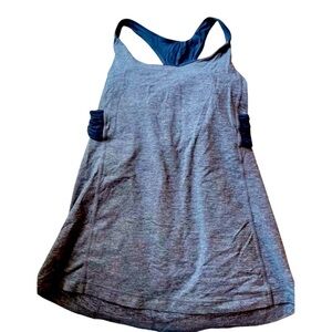Lululemon Push Your Limits Luxtreme Crossback Tank Top Gray Twist Built-In Bra